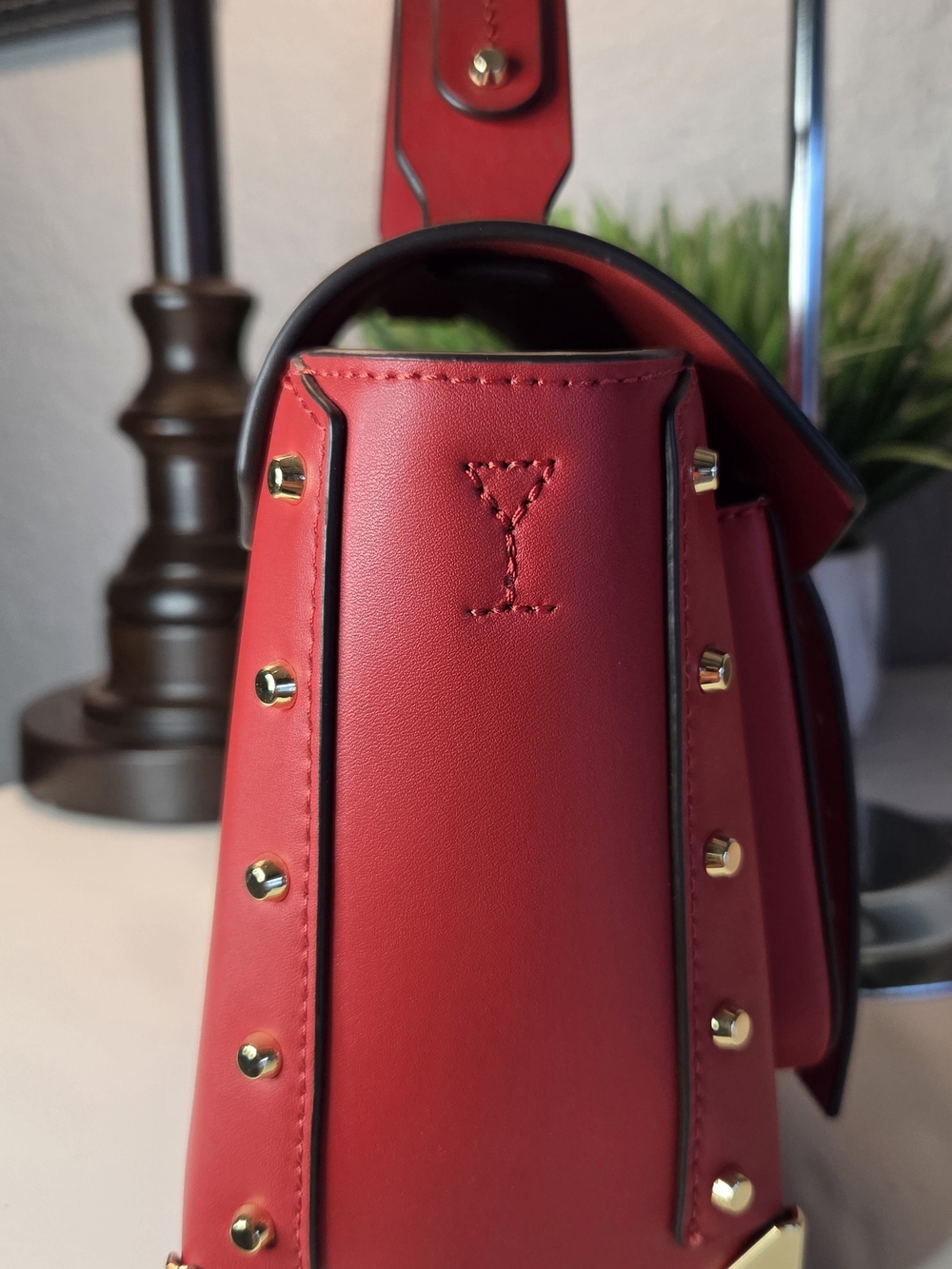 Michael Kors Manhattan Medium Flame Red Leather Satchel Crossbody - Picture 5 of 16